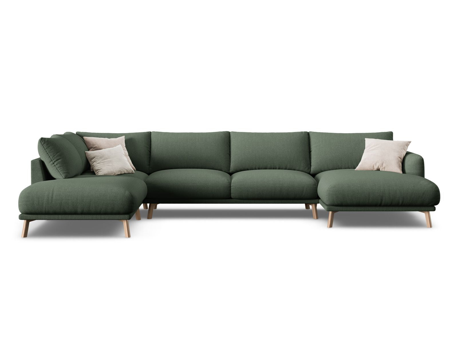 Naomi Panoramic Corner Sofa, 6 Seats, 365x235 cm — Moss Green / Left