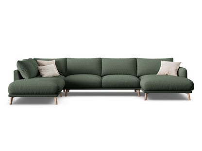Panorama-Ecksofa Strukturstoff Beige Naomi — Moss Green