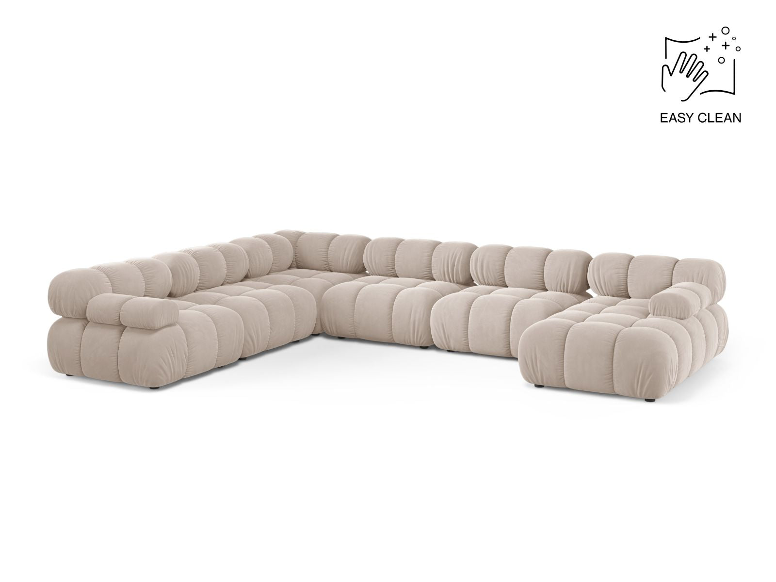 Bellis Modular Panoramic Corner Sofa, 8 Seats, 376x282 cm — Light Beige / Left