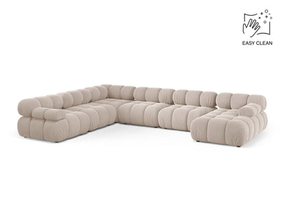 Panorama-Ecksofa Samt Beige Bellis — Light Beige