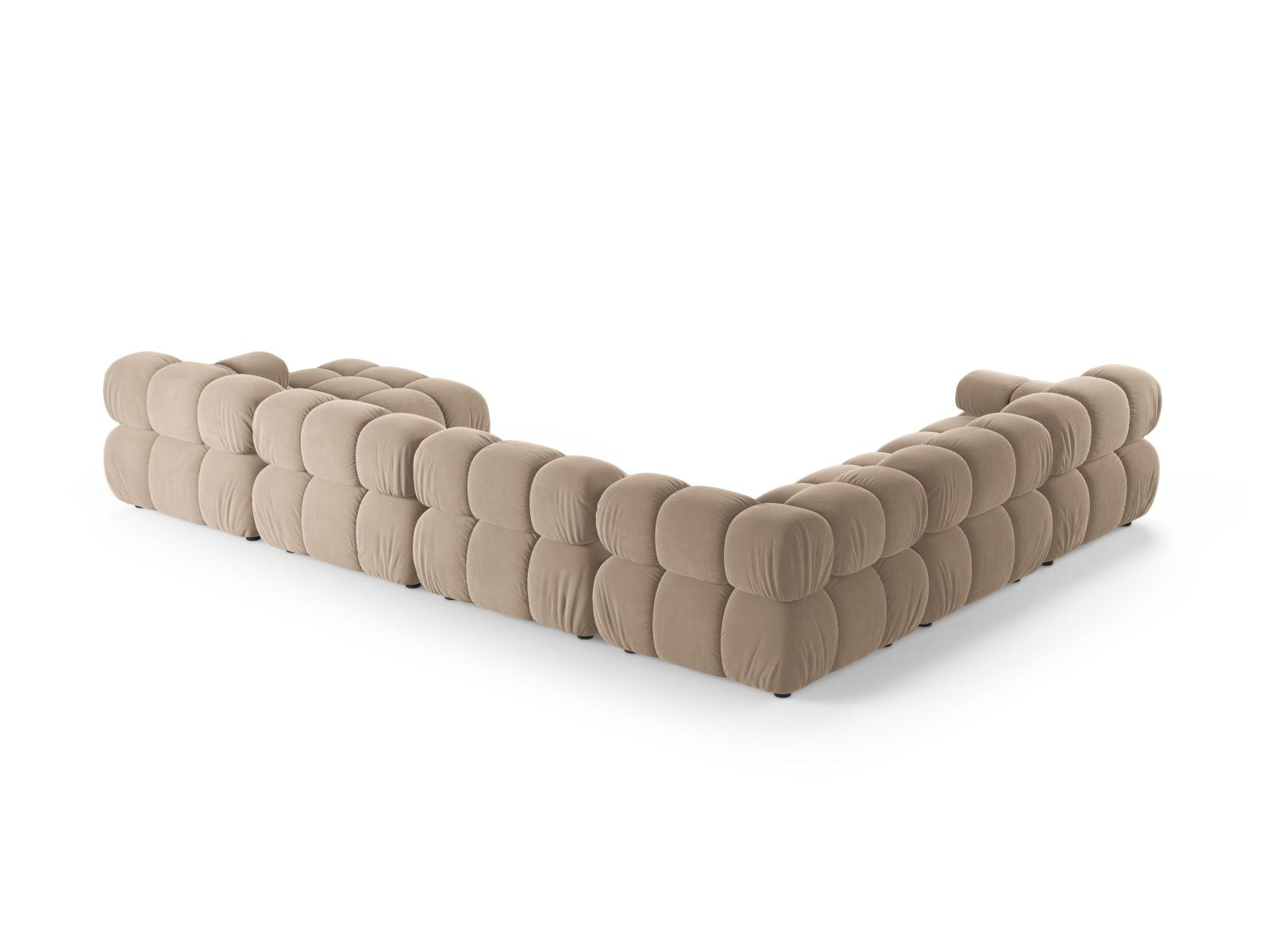 Panorama-Ecksofa Samt Beige Bellis — Detailansicht