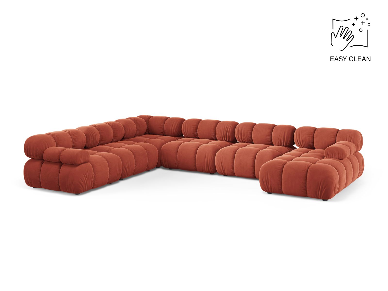 Bellis Modular Panoramic Corner Sofa, 8 Seats, 376x282 cm — Coral / Left