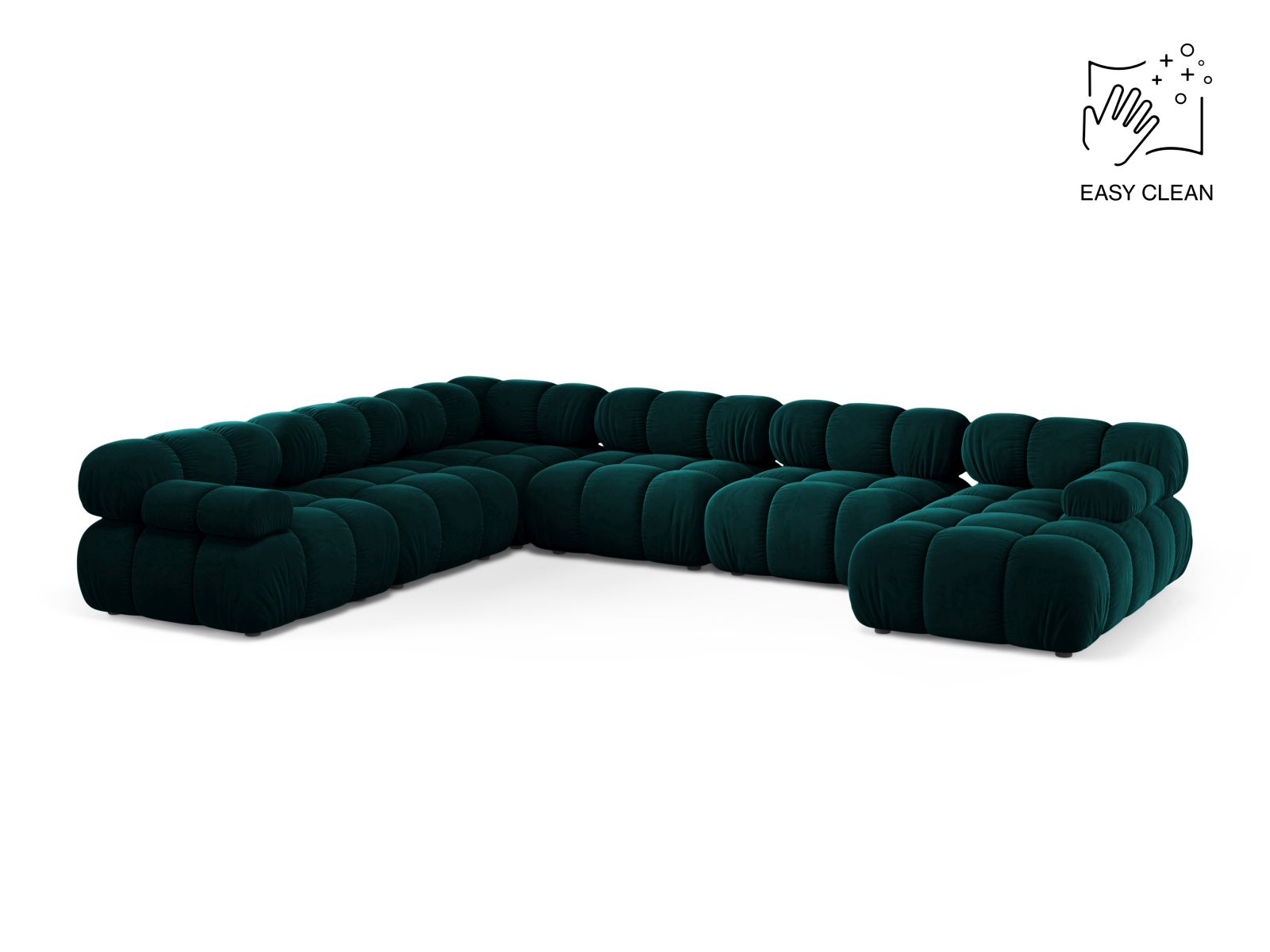 Bellis Modular Panoramic Corner Sofa, 8 Seats, 376x282 cm — Deep Petrol / Left