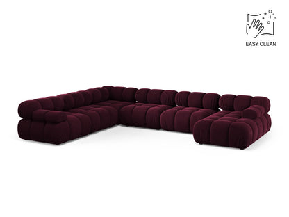 Panorama-Ecksofa Samt Beige Bellis — Burgundy