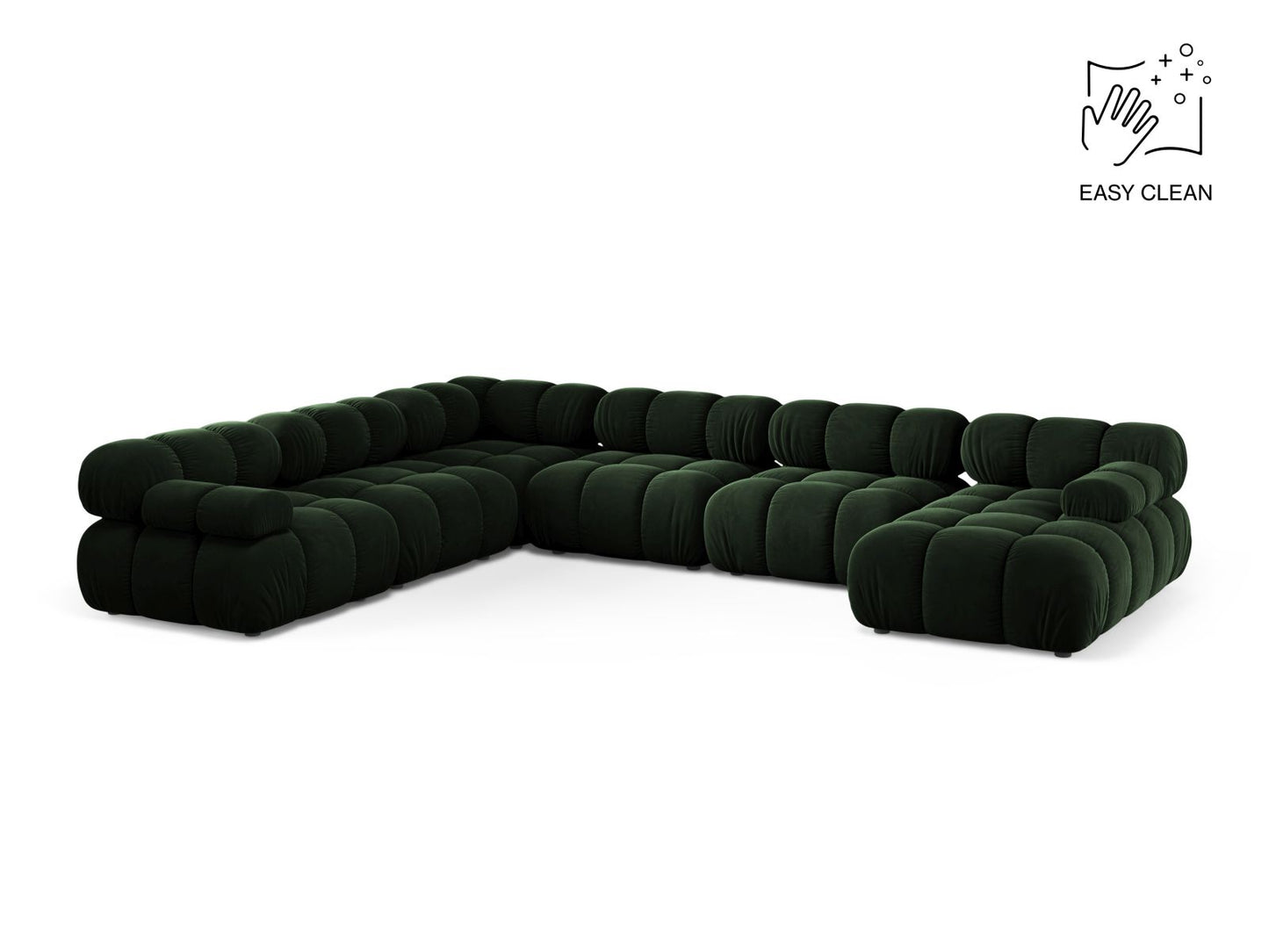 Panorama-Ecksofa Samt Beige Bellis — Bottle Green