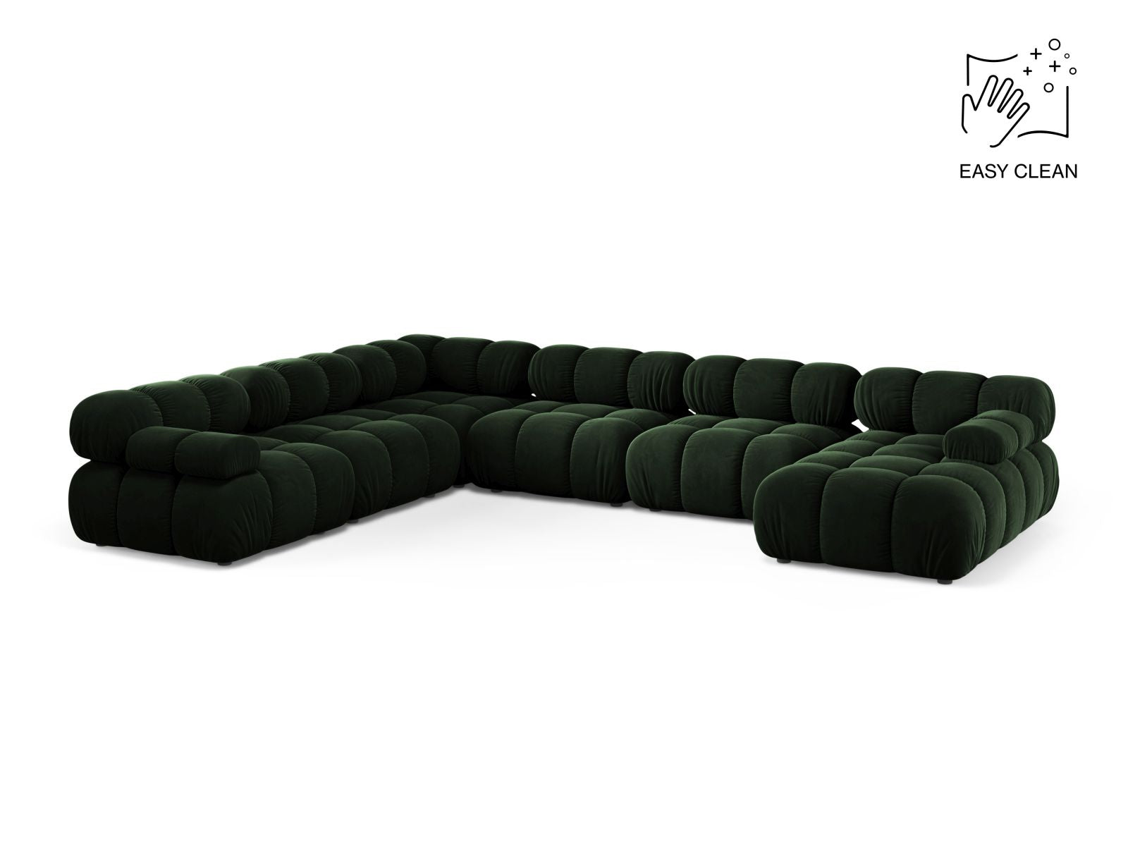 Bellis Modular Panoramic Corner Sofa, 8 Seats, 376x282 cm — Bottle Green / Left