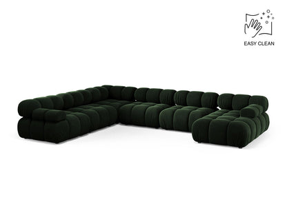 Panorama-Ecksofa Samt Beige Bellis — Bottle Green