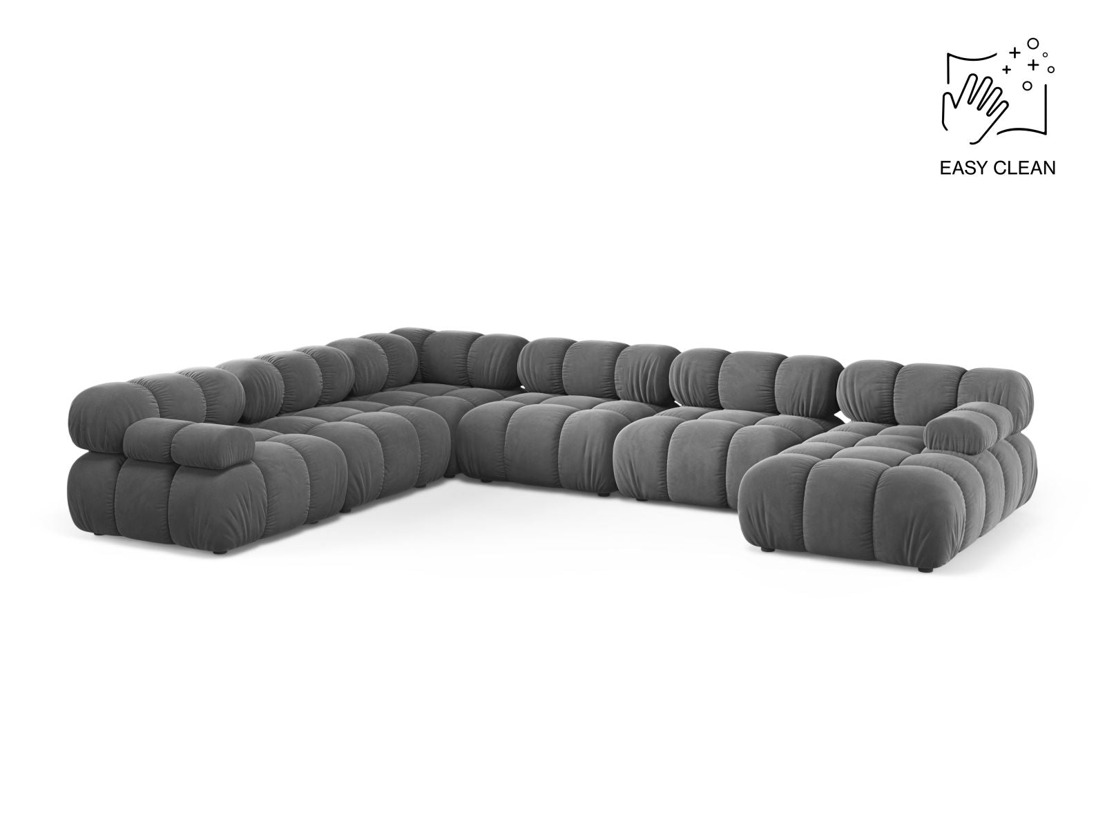 Bellis Modular Panoramic Corner Sofa, 8 Seats, 376x282 cm — Light Grey / Left