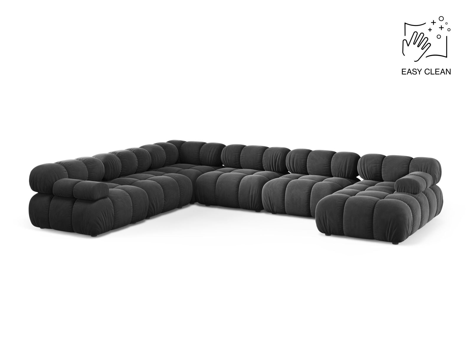 Bellis Modular Panoramic Corner Sofa, 8 Seats, 376x282 cm — Grey / Left