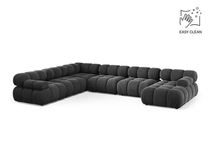 Panorama-Ecksofa Samt Beige Bellis — Grey