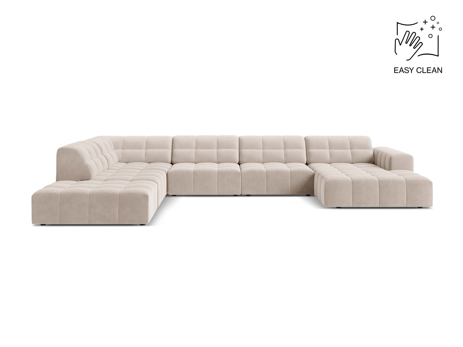 Jennifer Panoramic Corner Sofa, 7 Seats, 375x263 cm — Light Beige / Left