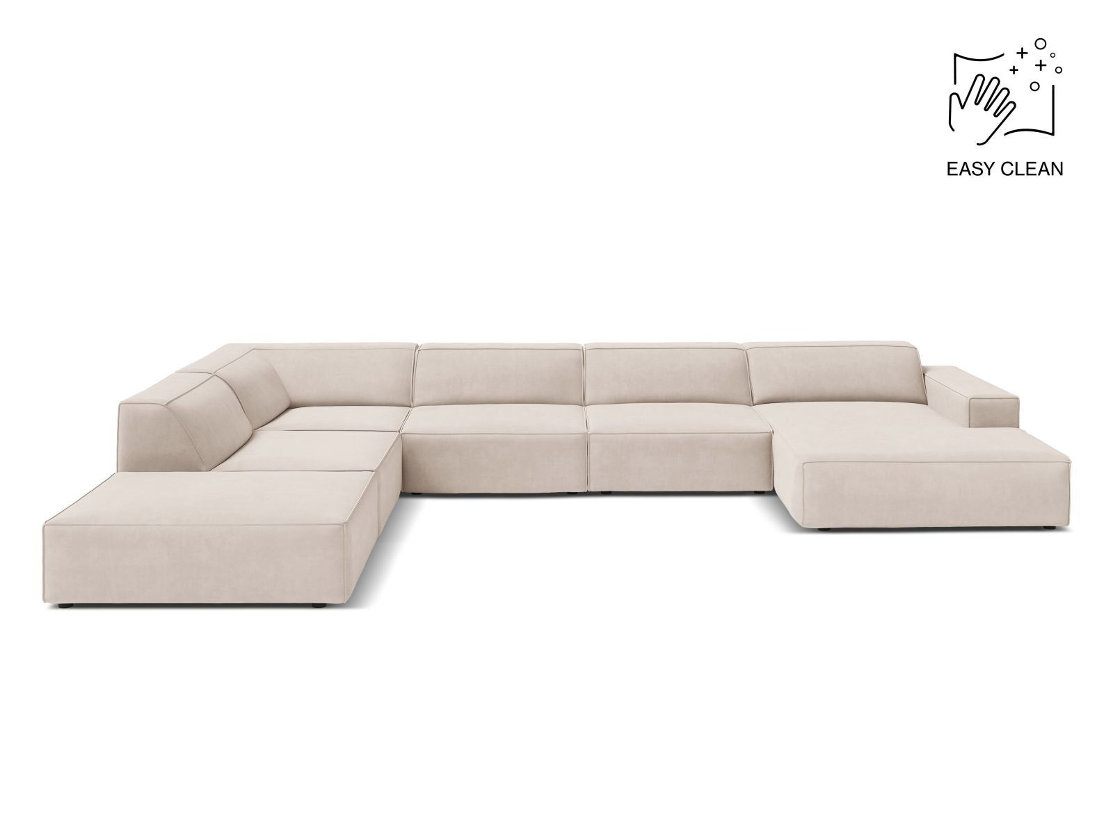 Jodie Modular Panoramic Corner Sofa, 7 Seats, 361x258 cm — Light Beige / Left