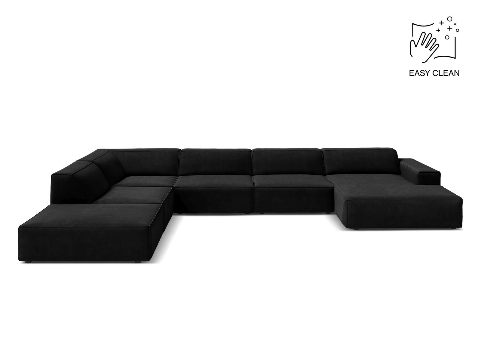 Jodie Modular Panoramic Corner Sofa, 7 Seats, 361x258 cm — Black / Left