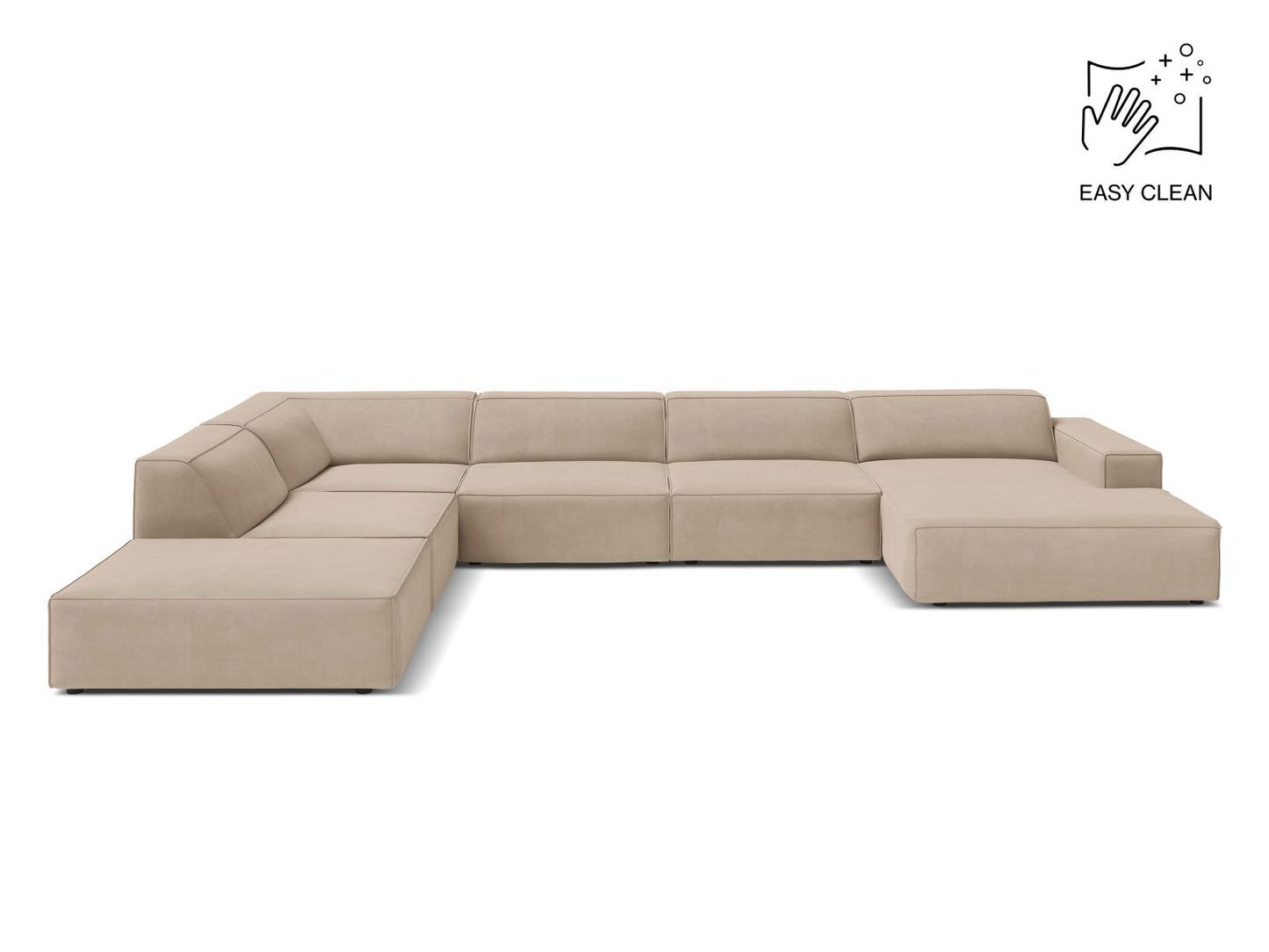 Panorama-Ecksofa Samt Beige Jodie — Beige