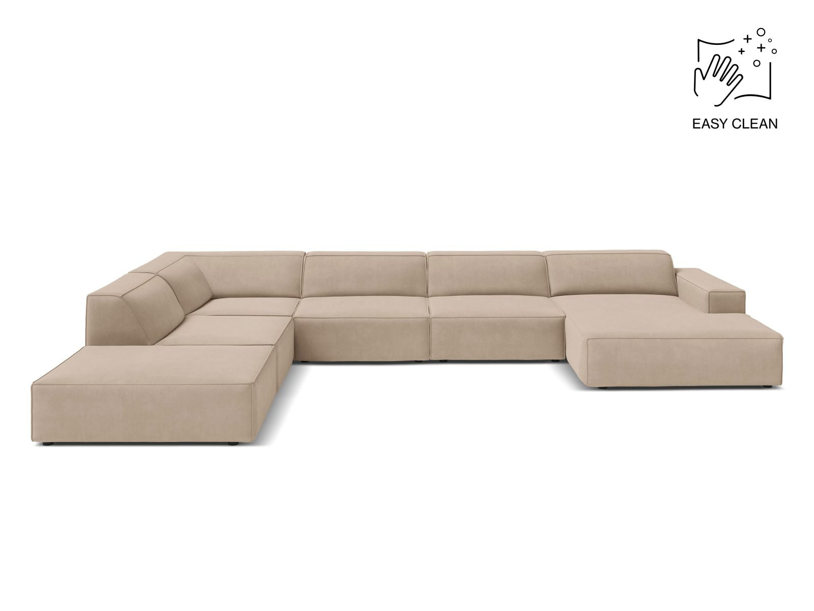 Panorama-Ecksofa Samt Beige Jodie — Beige