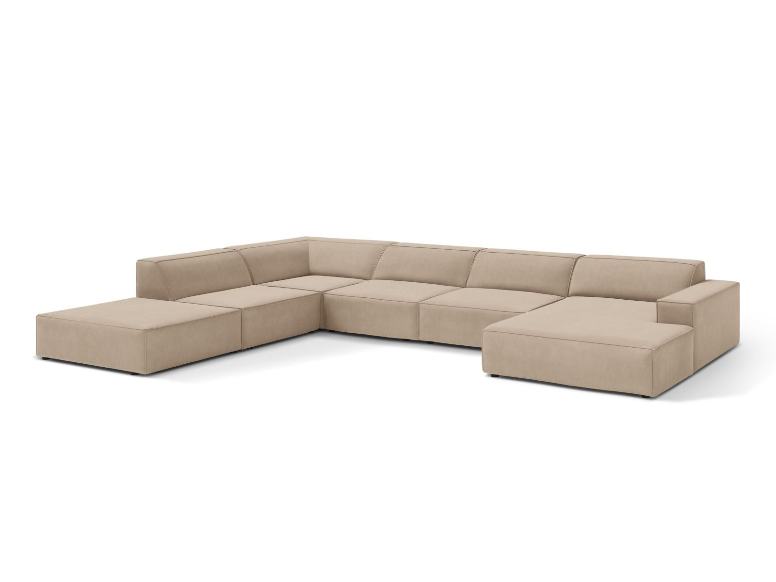 Panorama-Ecksofa Samt Beige Jodie — Wohnbeispiel