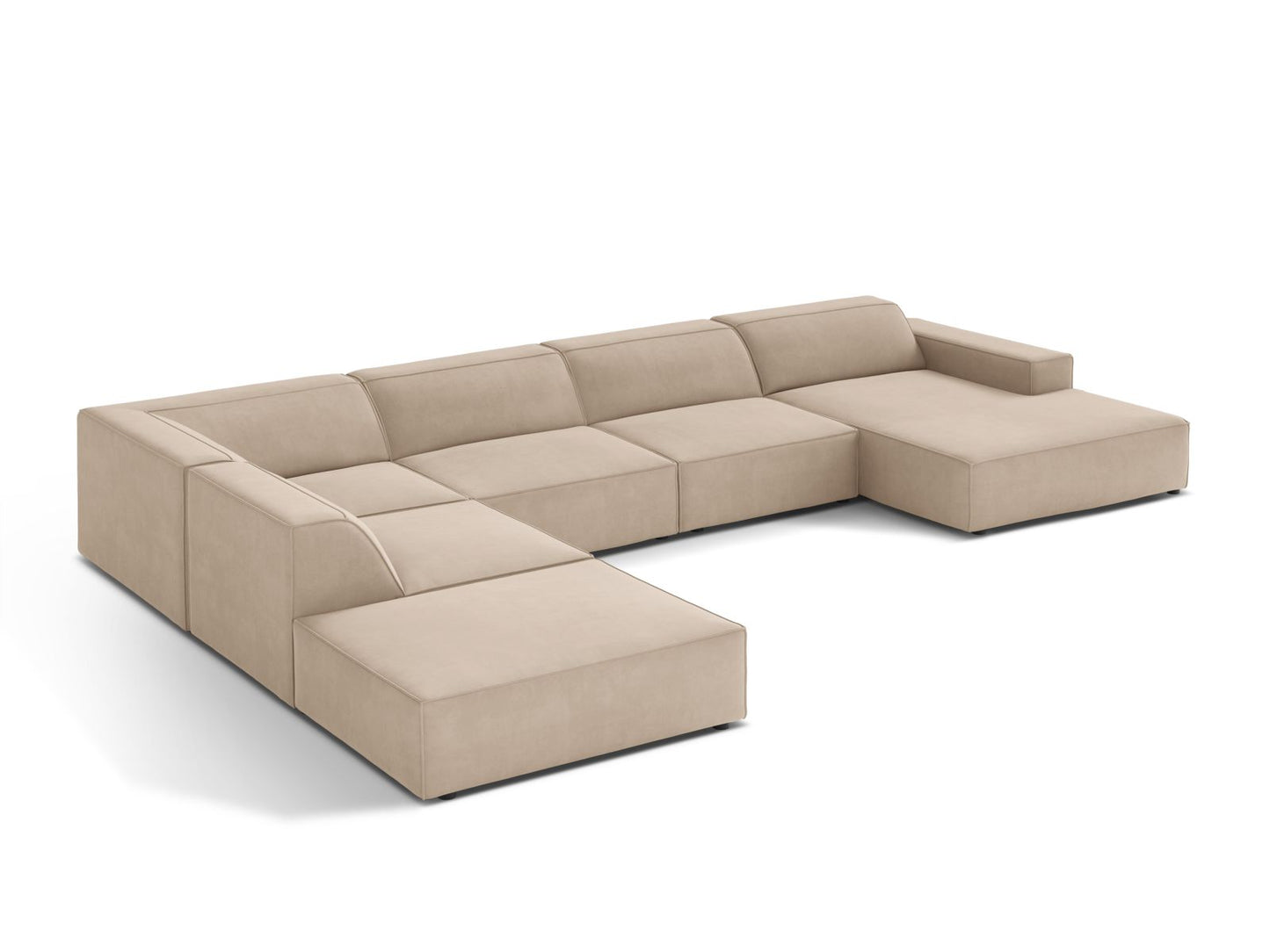 Panorama-Ecksofa Samt Beige Jodie — Detailansicht