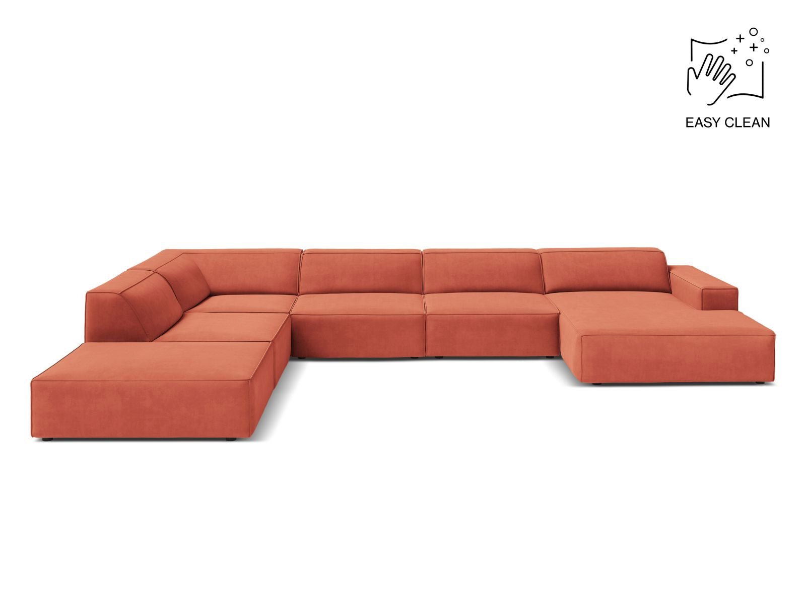 Jodie Modular Panoramic Corner Sofa, 7 Seats, 361x258 cm — Coral / Left