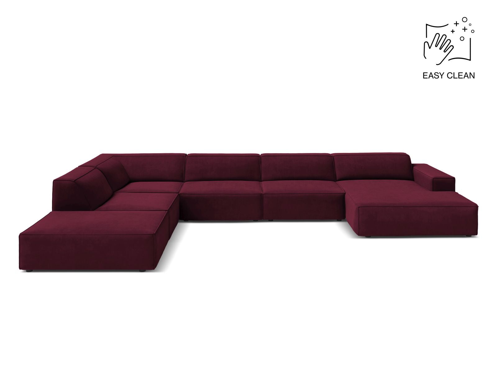 Jodie Modular Panoramic Corner Sofa, 7 Seats, 361x258 cm — Burgundy / Left