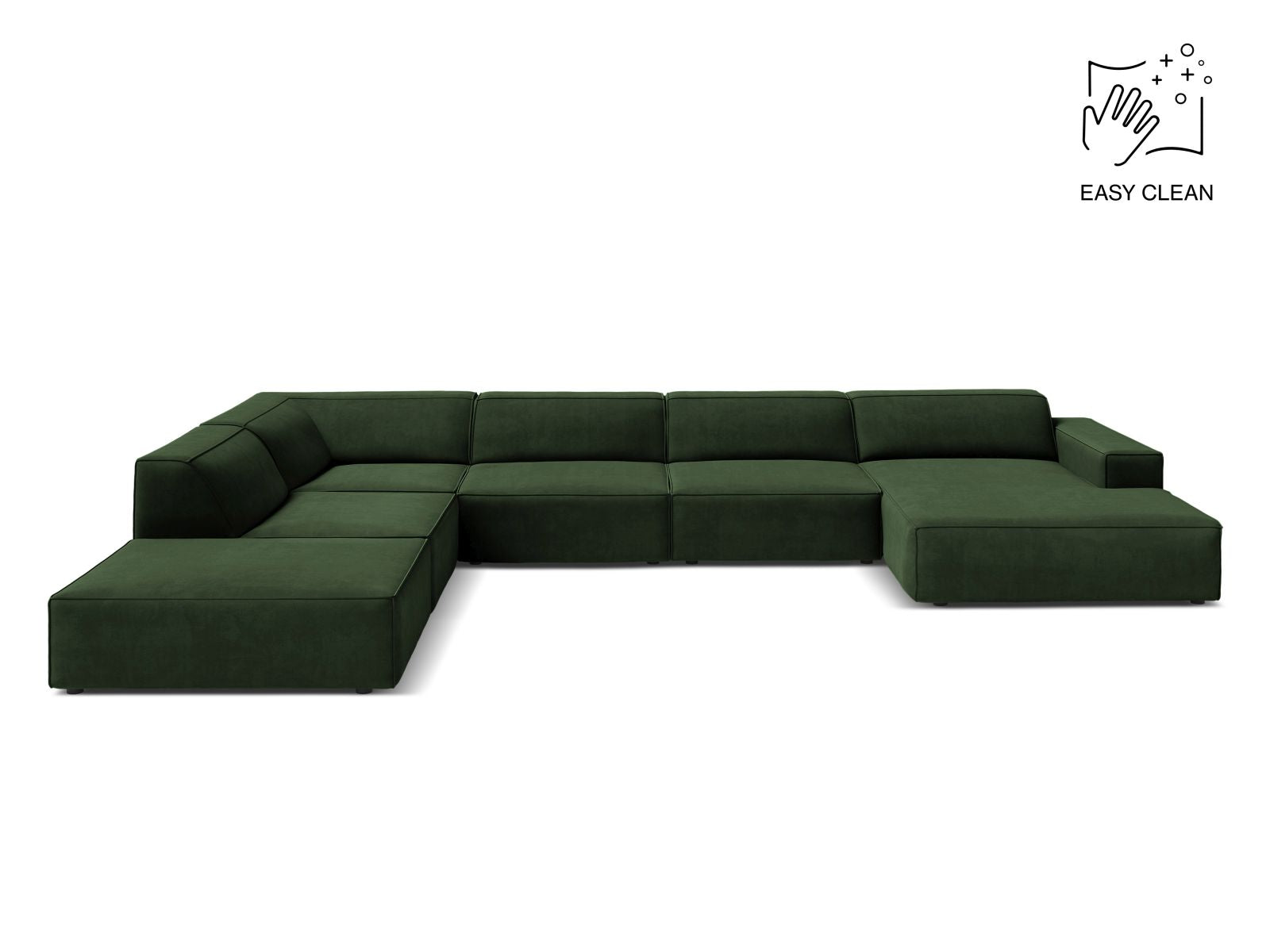 Jodie Modular Panoramic Corner Sofa, 7 Seats, 361x258 cm — Bottle Green / Left