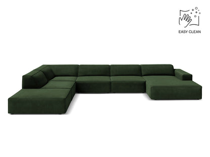 Panorama-Ecksofa Samt Beige Jodie — Bottle Green