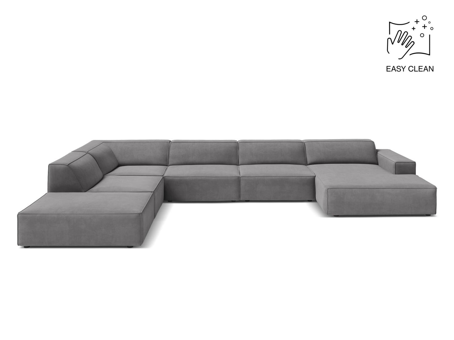 Panorama-Ecksofa Samt Beige Jodie — Light Grey
