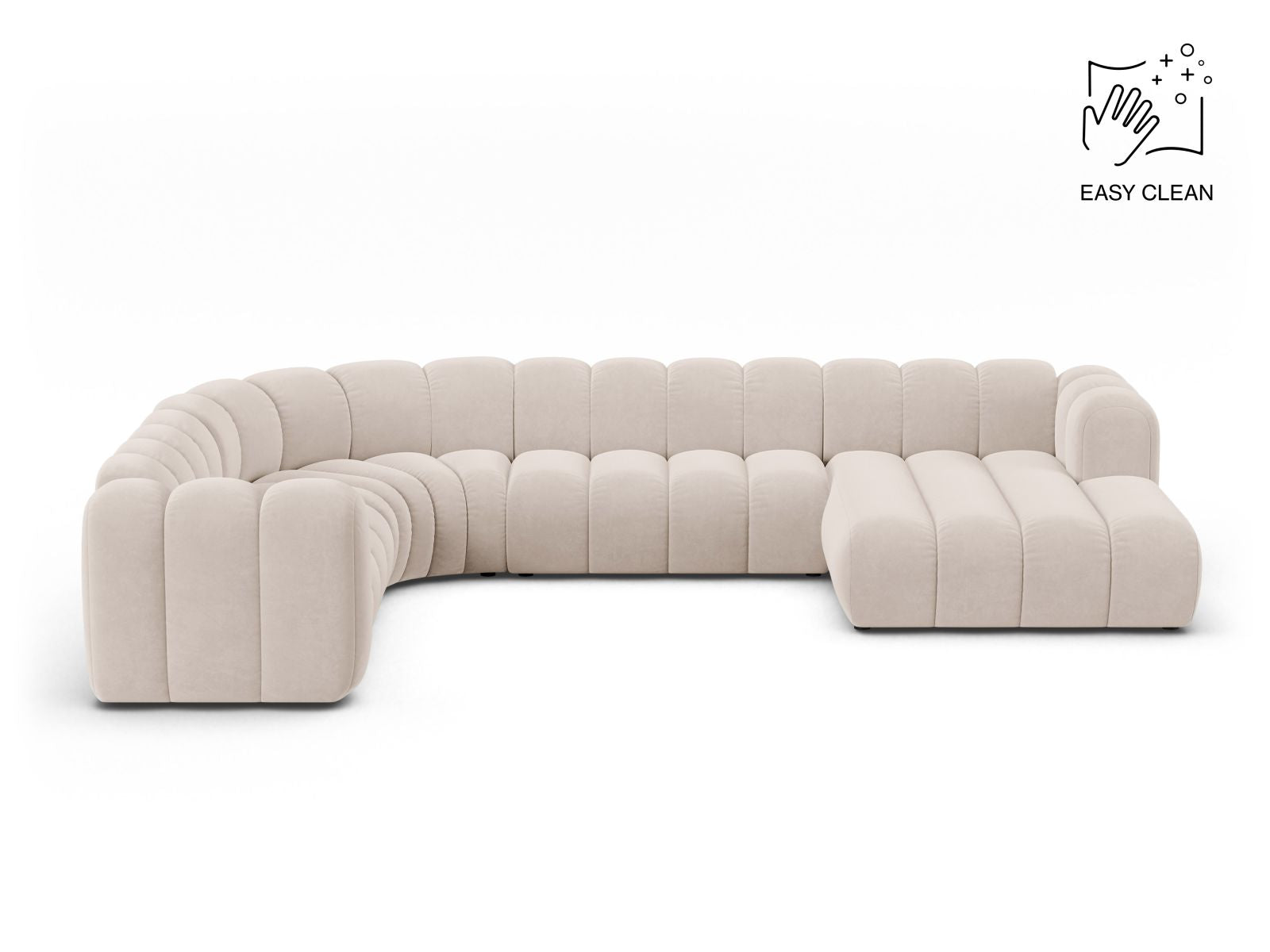 Lupine Modular Panoramic Corner Sofa, 6 Seats, 370x280 cm — Light Beige / Left