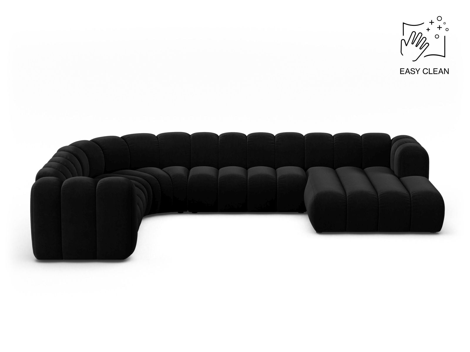 Lupine Modular Panoramic Corner Sofa, 6 Seats, 370x280 cm — Black / Left