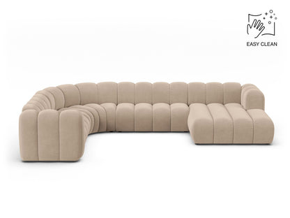 Panorama-Ecksofa Samt Beige Lupine — Beige