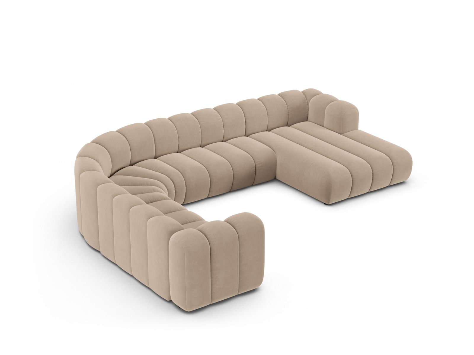 Panorama-Ecksofa Samt Beige Lupine — Detailansicht