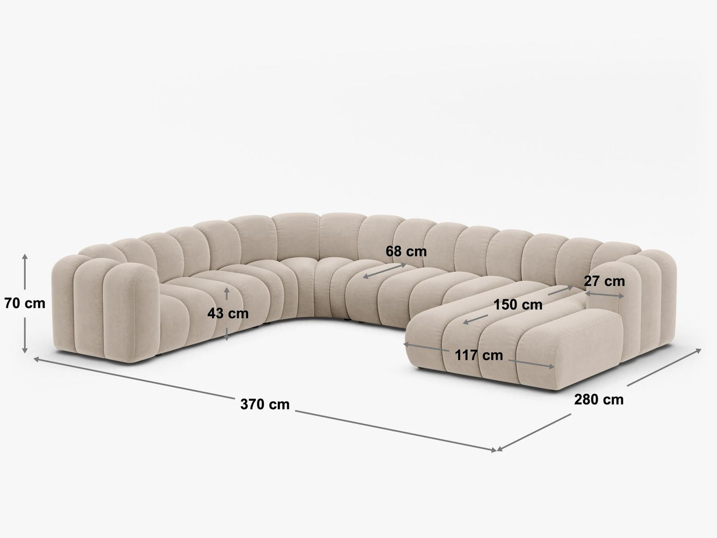 Panorama-Ecksofa Samt Beige Lupine — Ansicht 5