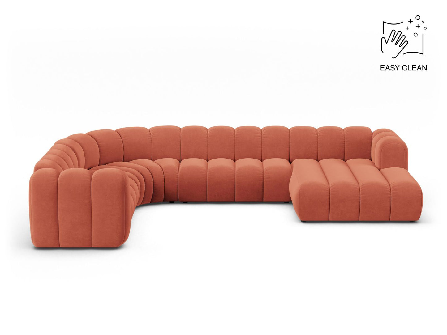 Panorama-Ecksofa Samt Beige Lupine — Coral