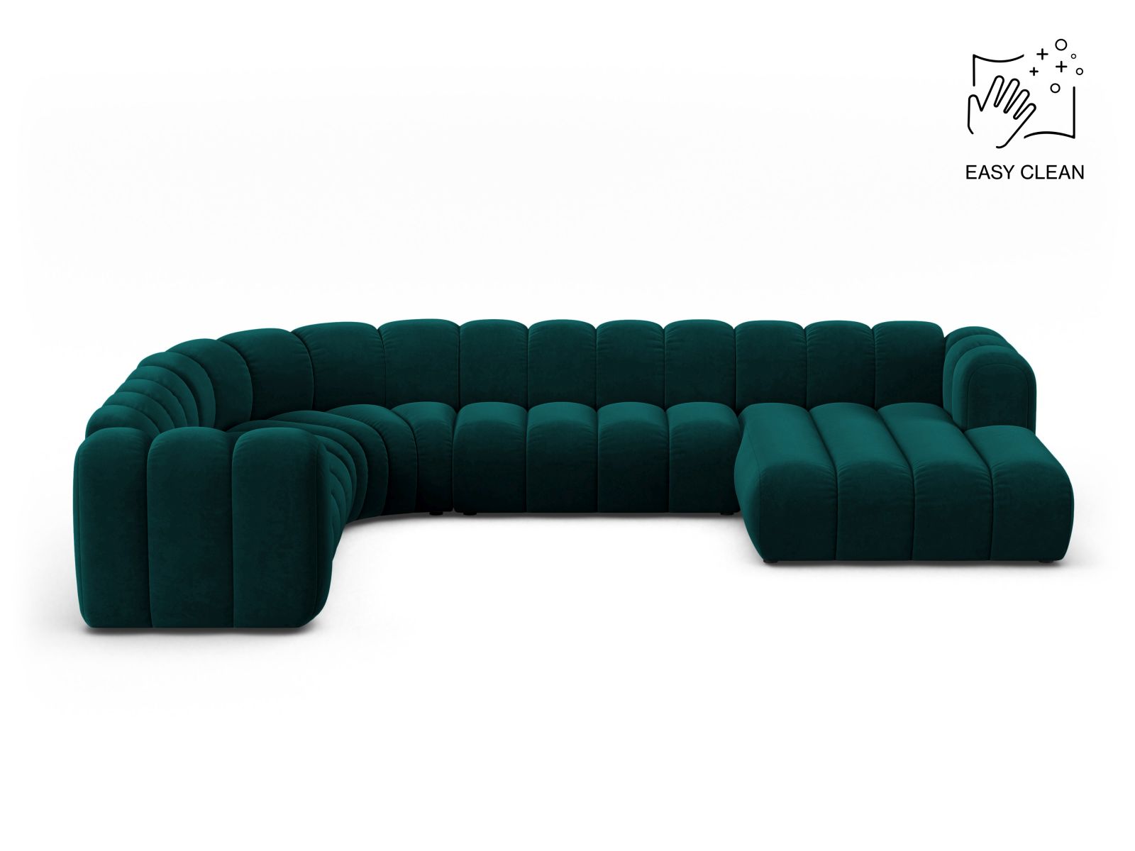 Lupine Modular Panoramic Corner Sofa, 6 Seats, 370x280 cm — Deep Petrol / Left