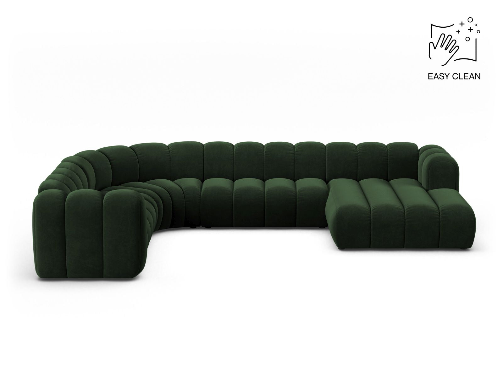 Lupine Modular Panoramic Corner Sofa, 6 Seats, 370x280 cm — Bottle Green / Left