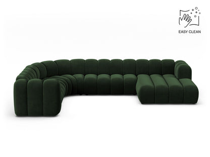 Panorama-Ecksofa Samt Beige Lupine — Bottle Green