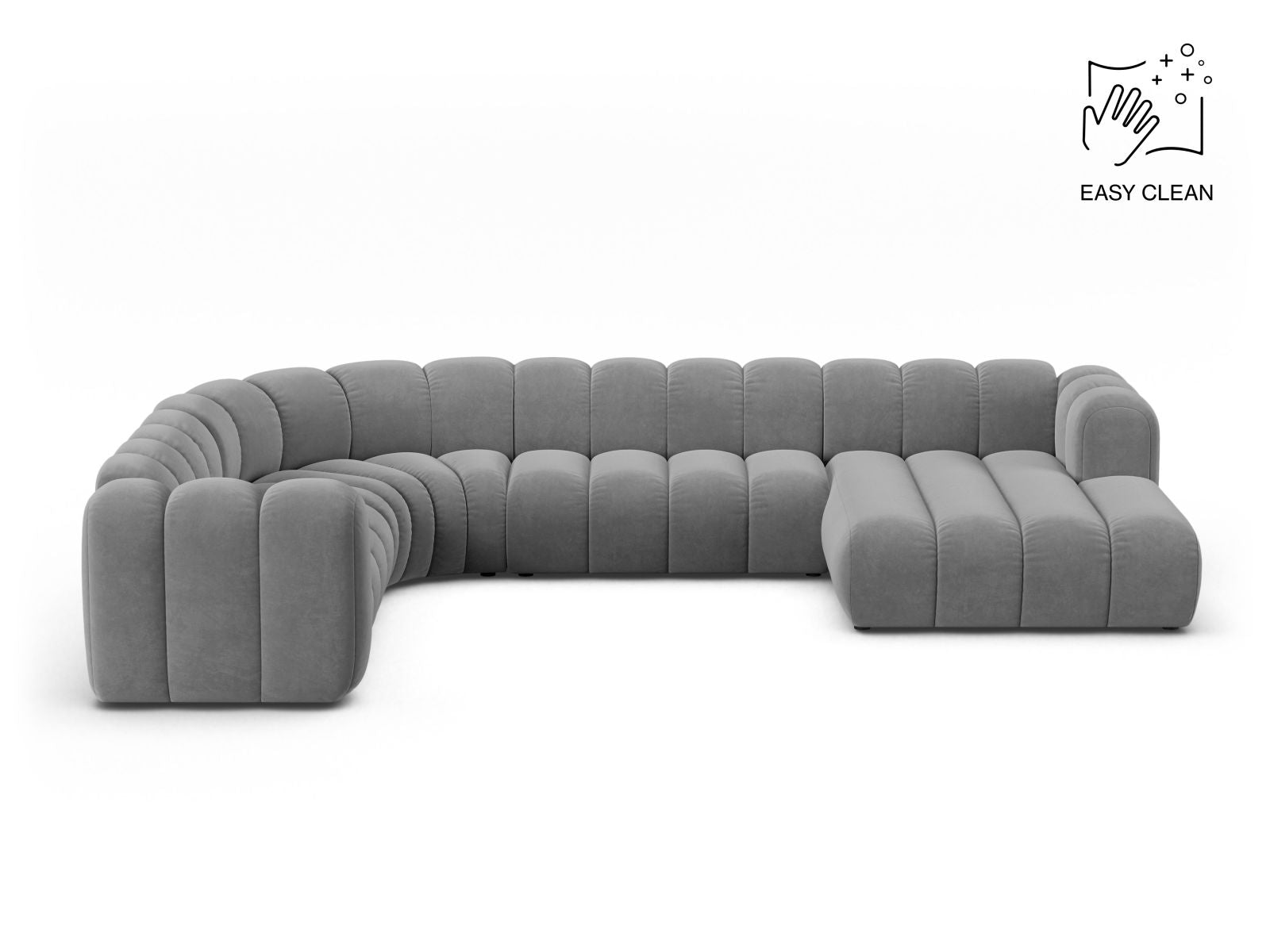 Lupine Modular Panoramic Corner Sofa, 6 Seats, 370x280 cm — Light Grey / Left