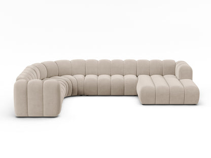 Panorama-Ecksofa Samt Beige Lupine — Beige
