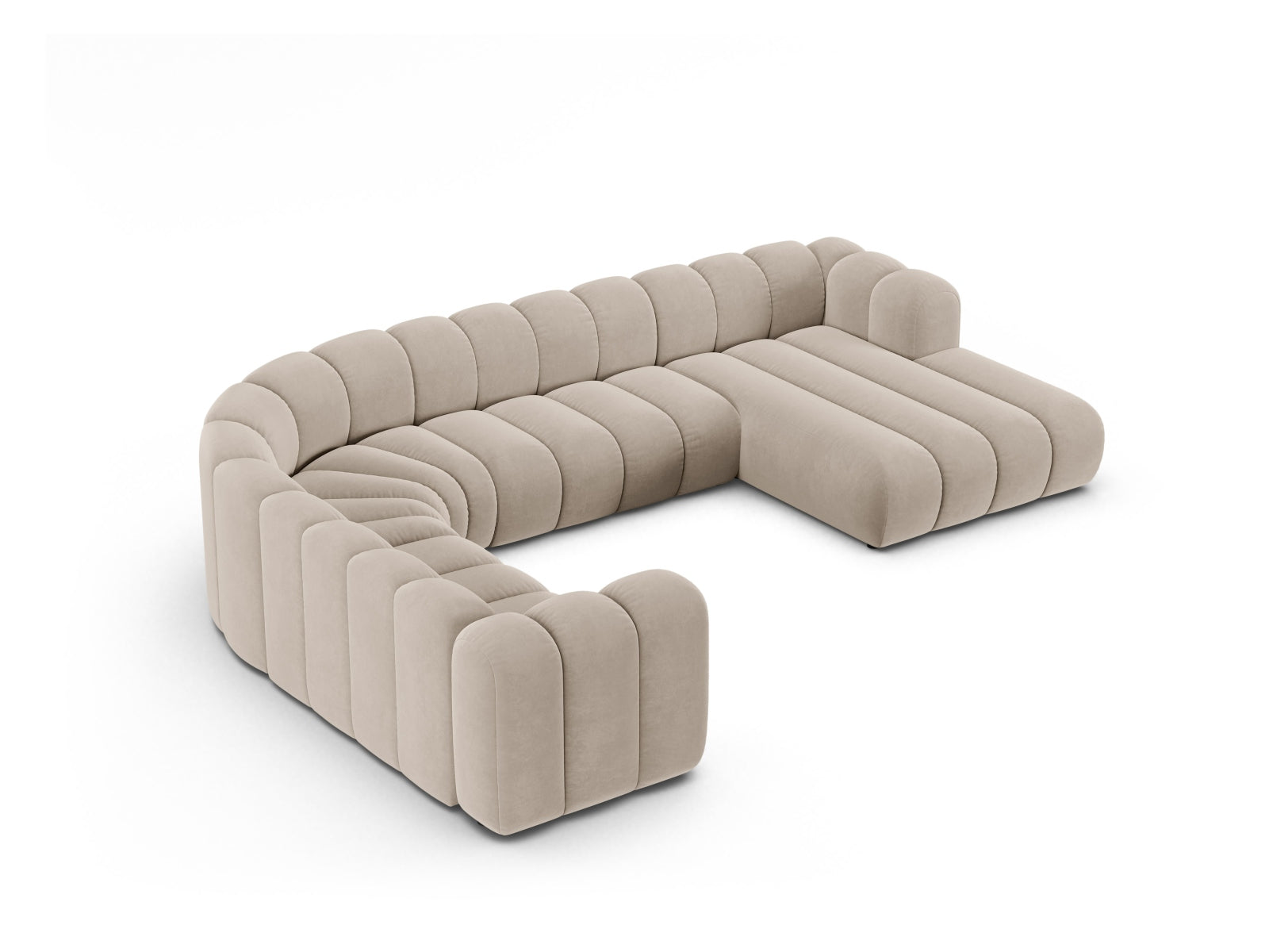 Panorama-Ecksofa Samt Beige Lupine — Maße und Details
