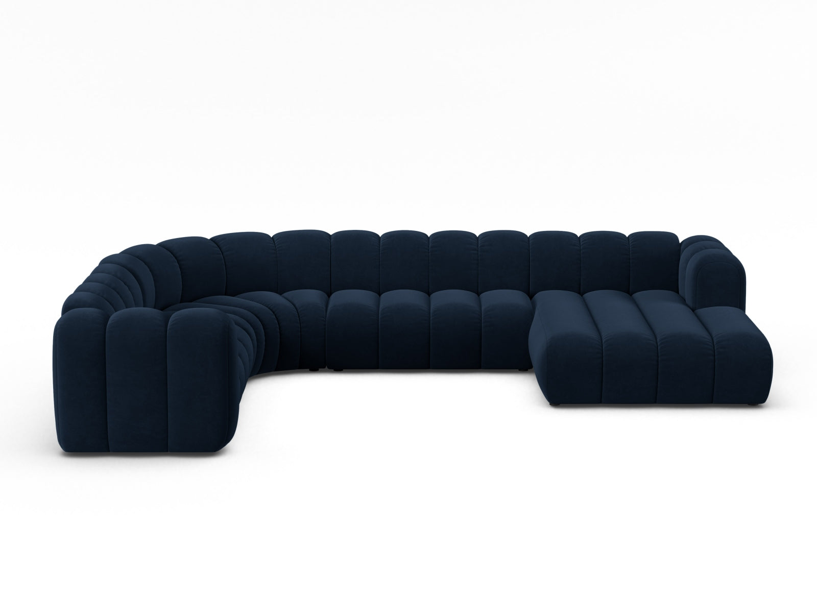 Lupine Modular Panoramic Corner Sofa, 6 Seats, 370x280 cm — Royal Blue / Left