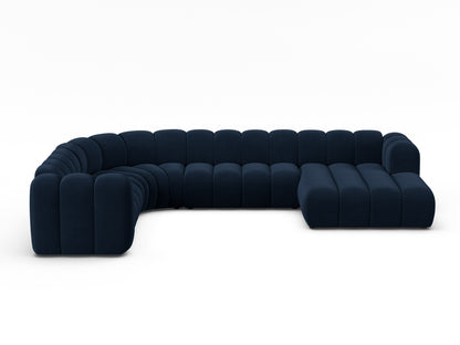 Panorama-Ecksofa Samt Beige Lupine — Royal Blue