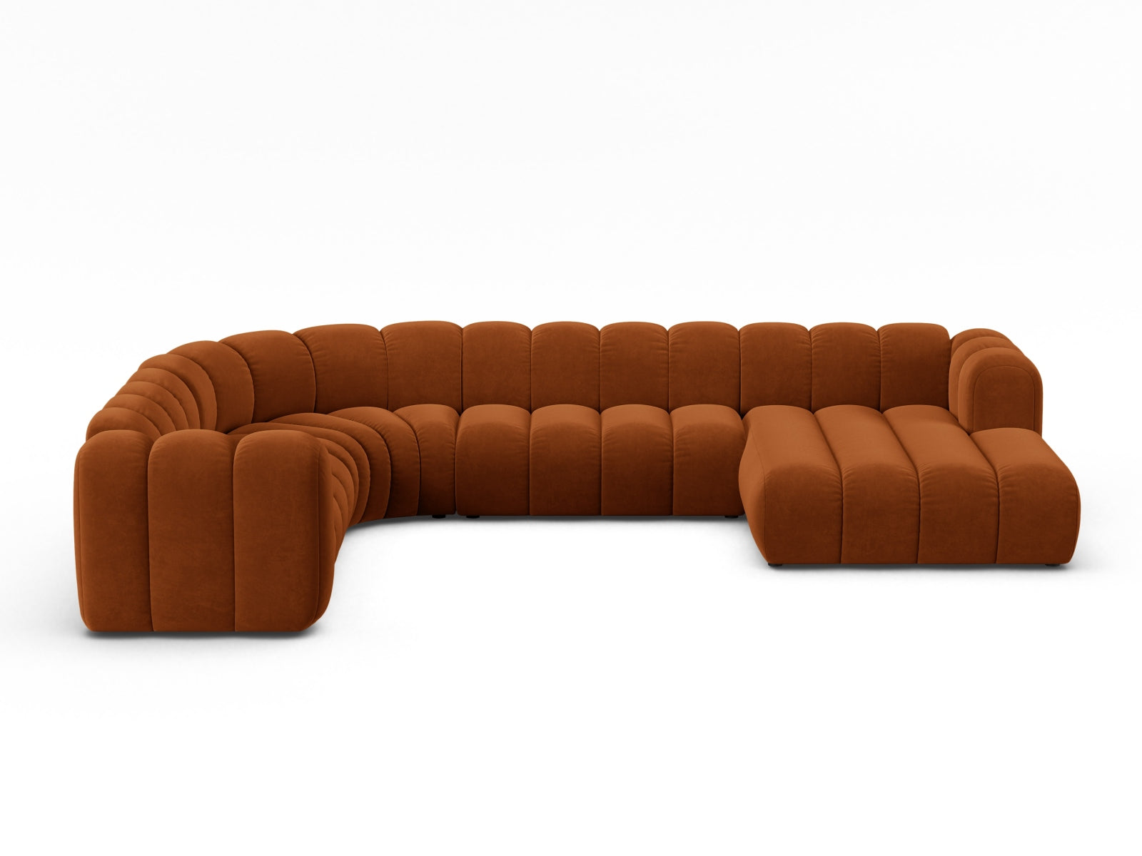 Lupine Modular Panoramic Corner Sofa, 6 Seats, 370x280 cm — Terracotta / Left