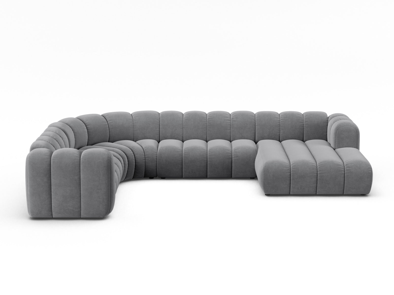 Lupine Modular Panoramic Corner Sofa, 6 Seats, 370x280 cm — Grey / Left