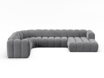 Panorama-Ecksofa Samt Beige Lupine — Grey