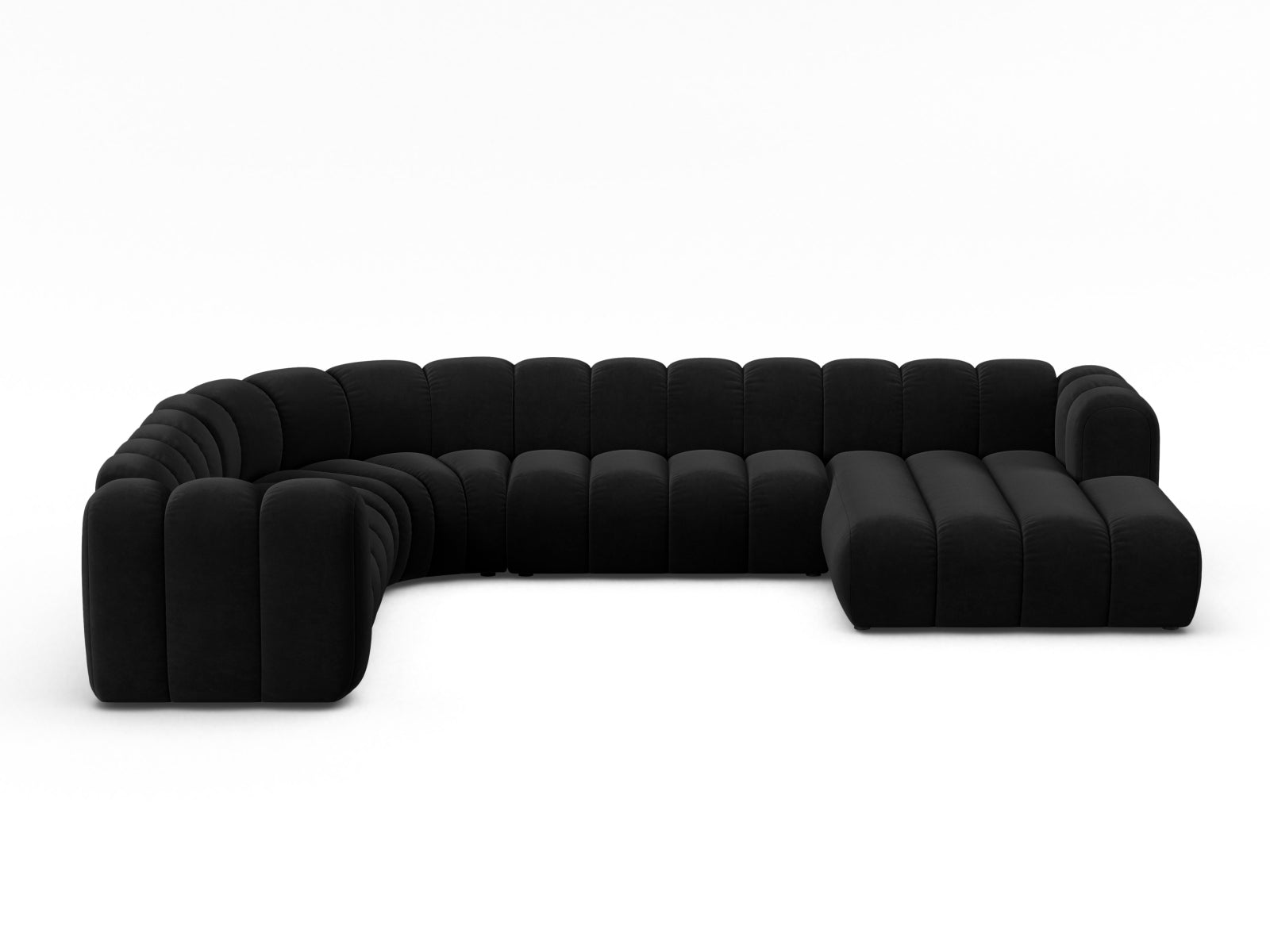 Lupine Modular Panoramic Corner Sofa, 6 Seats, 370x280 cm — Black / Left