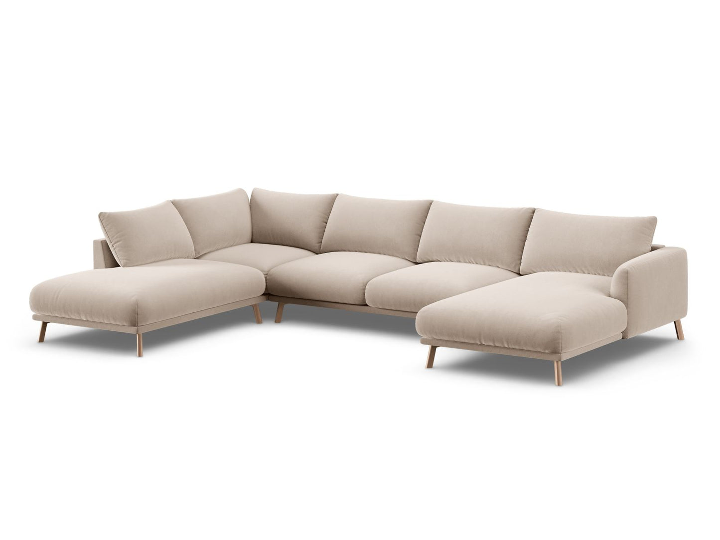 Panorama-Ecksofa Samt Beige Naomi — Wohnbeispiel