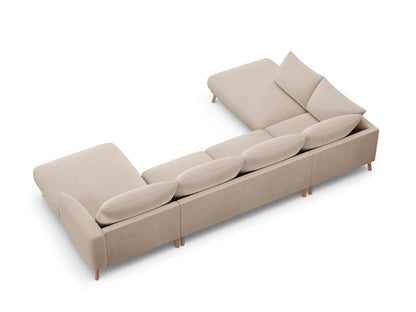 Panorama-Ecksofa Samt Beige Naomi — Detailansicht