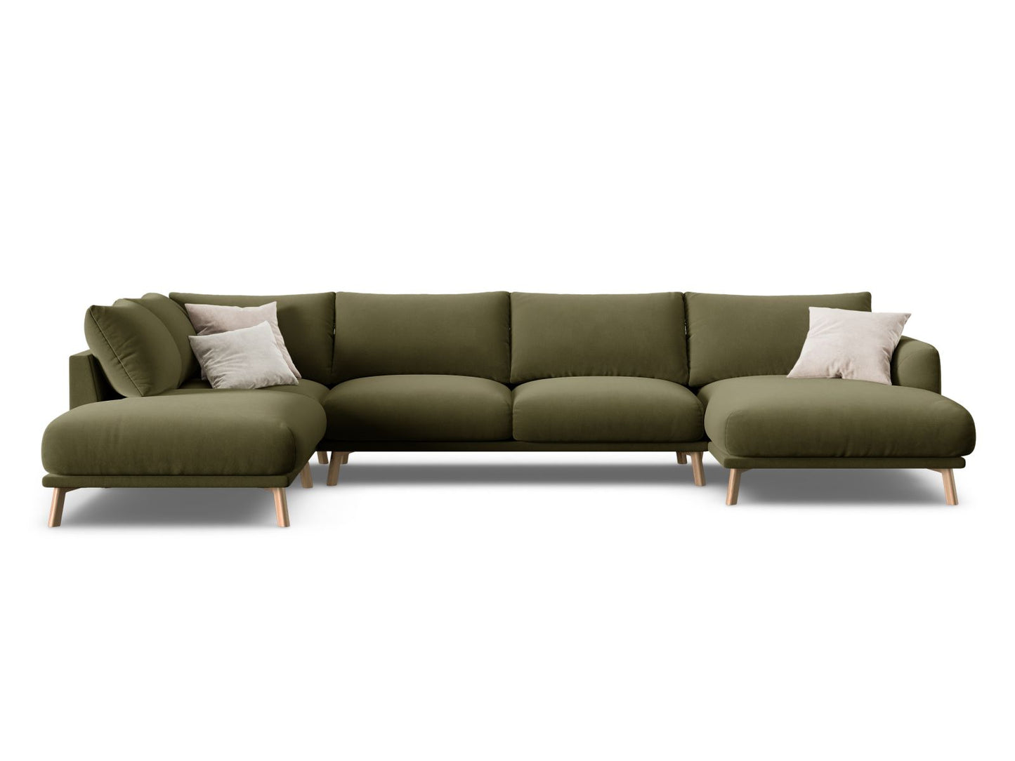 Panorama-Ecksofa Samt Beige Naomi — Green