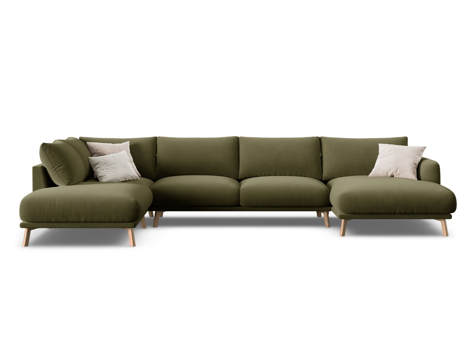 Naomi Panoramic Corner Sofa, 6 Seats, 365x235 cm — Green / Left