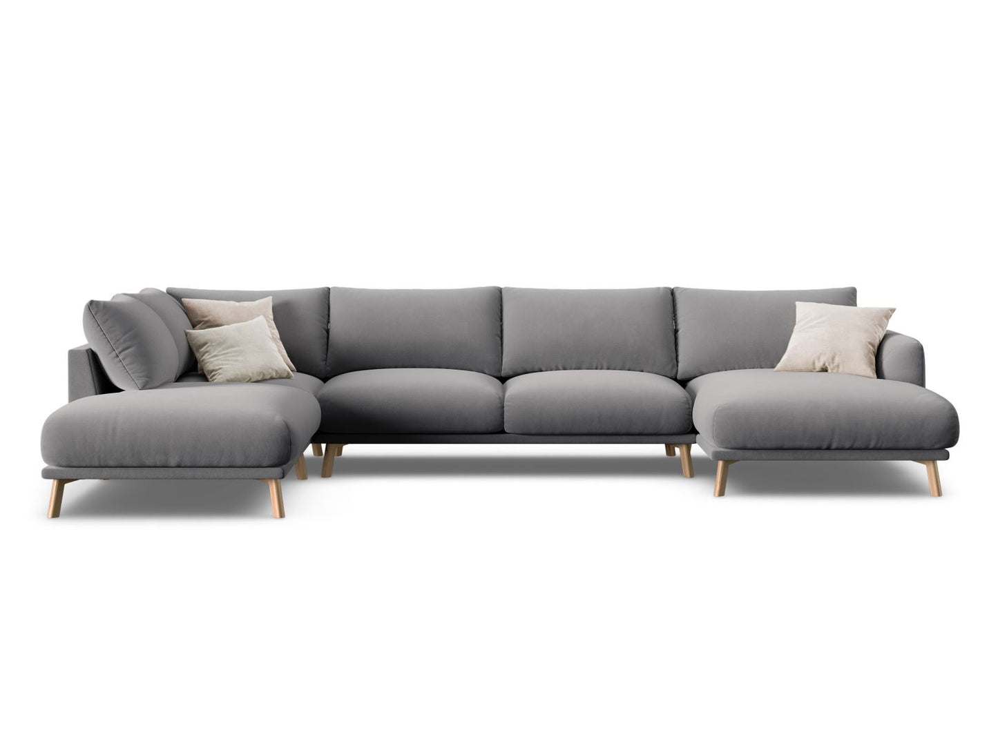 Panorama-Ecksofa Samt Beige Naomi — Grey