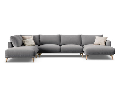 Panorama-Ecksofa Samt Beige Naomi — Grey